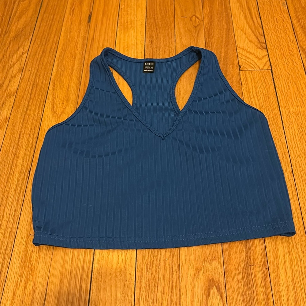 SHEIN , large blue cropped tank top
